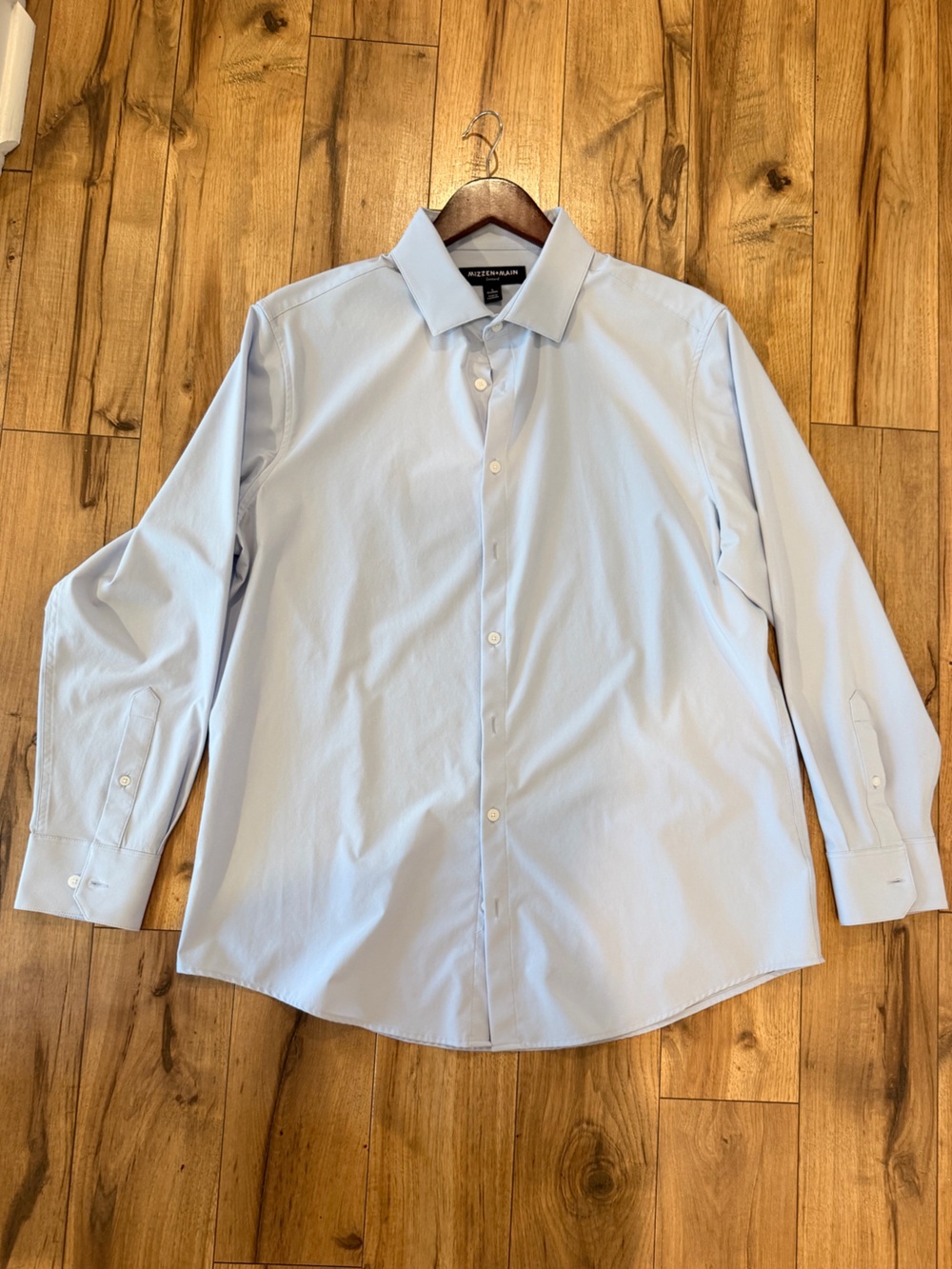 Mizzen+Main Leeward Performance Dress Shirt Light Blue Classic Fit Large